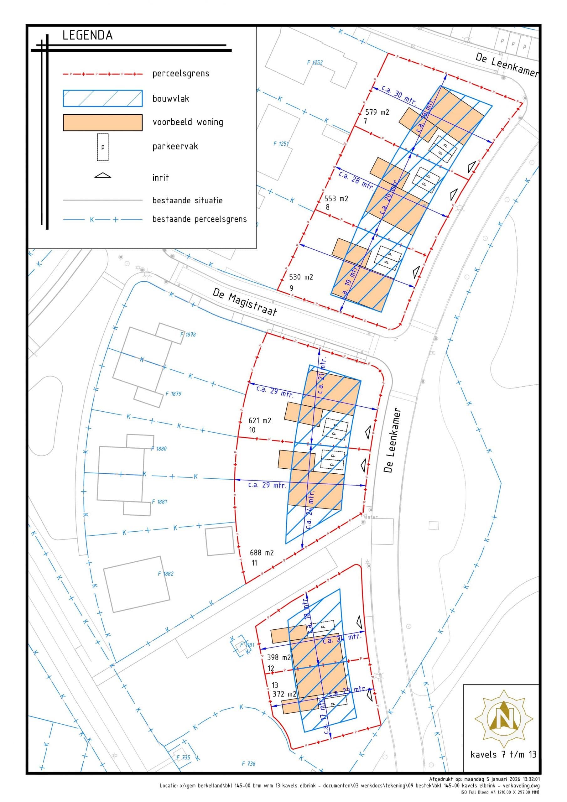 afbeelding van plattegrond van de verkaveling. Let op: u kunt aan deze tekening geen rechten ontlenen.